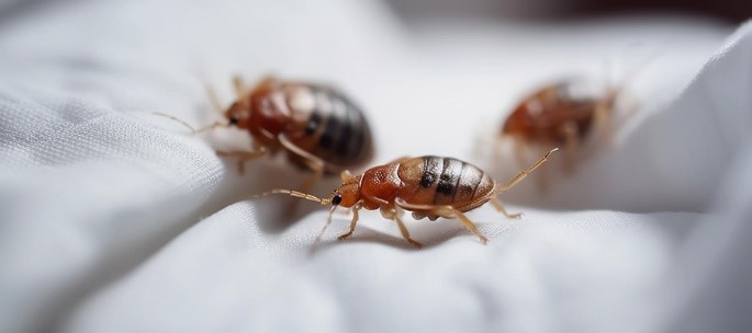 image of bedbugs in hotel bed.